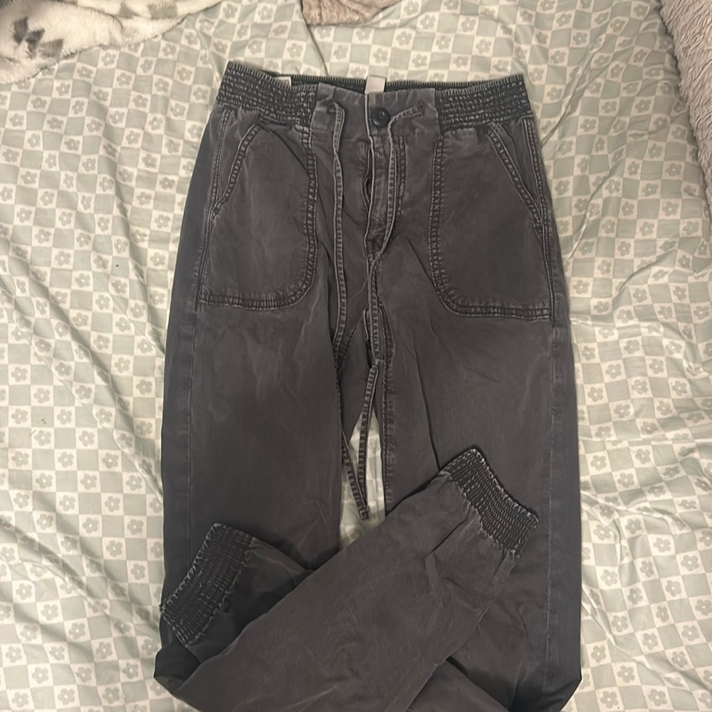 Black wash denim joggers